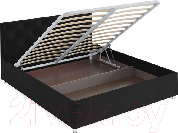 Изображение товара Двуспальная кровать Mebel-Ars Классик 160 (велюр черный/НВ-178/17)