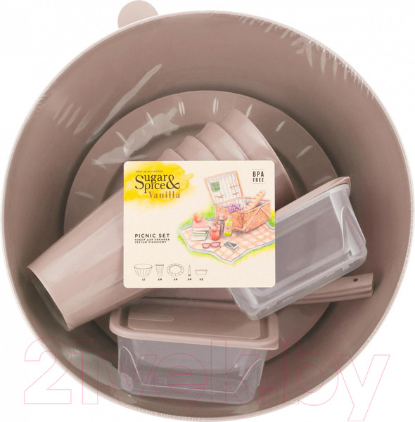 Изображение товара Набор пластиковой посуды Sugar&Spice Vanilla / SE181512005 (15пр, латте)