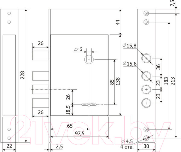 Изображение товара Замок врезной Гардиан 30.04 (сувальдный 4 кл.)