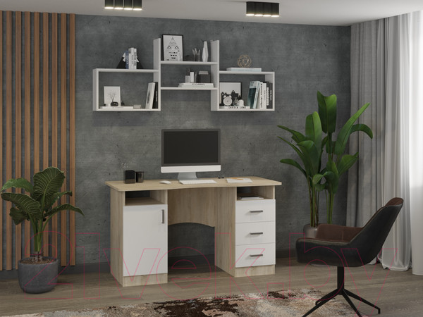 Изображение товара Письменный стол Премиум Диксон (дуб сонома/белый текстурный)