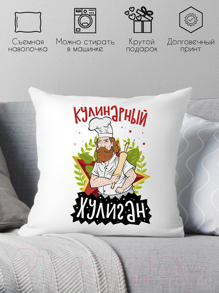 Изображение товара Подушка декоративная Print Style Кулинарный хулиган / 40x40plat219