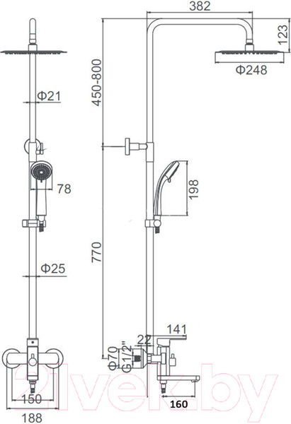 Изображение товара Душевая система со смесителем Wisent W72416