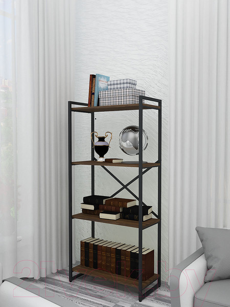 Изображение товара Стеллаж Gutta 4 полки (коричневый/черный)