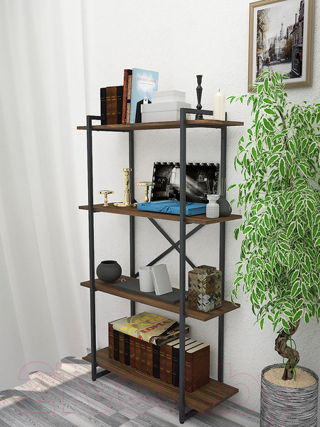 Изображение товара Стеллаж Gutta 4 полки 151x92x34 (коричневый/черный)
