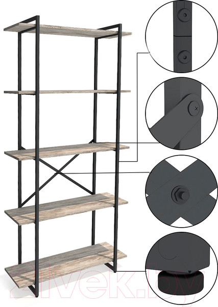 Изображение товара Стеллаж Gutta 5 полок (патина черный)