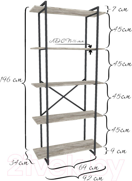 Изображение товара Стеллаж Gutta 5 полок (патина черный)