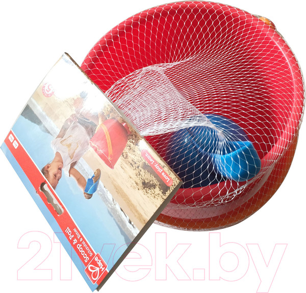 Изображение товара Набор игрушек для песочницы Hape Ведерко, совок / E4080_HP (красный/синий)