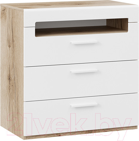 Изображение товара Комод ТриЯ Фьюжн ТД-260.04.01 (белый глянец/дуб делано)