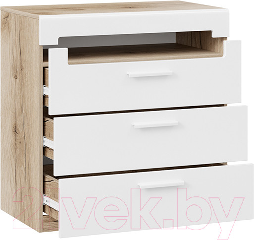 Изображение товара Комод ТриЯ Фьюжн ТД-260.04.01 (белый глянец/дуб делано)