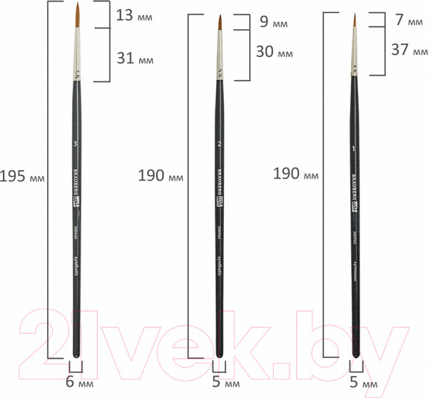 Изображение товара Набор кистей Brauberg Art Classic / 200960 (5шт, синтетика)