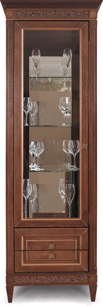 Изображение товара Шкаф с витриной Гомельдрев Бристоль ГМ 6401-01 Дуб (табак)