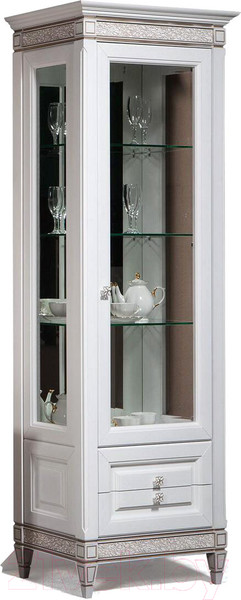 Изображение товара Шкаф с витриной Гомельдрев Бристоль ГМ 6401 Дуб (белый дуб/патина)