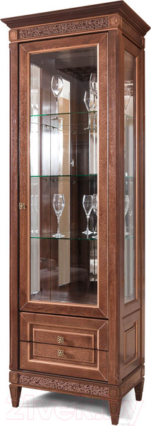 Изображение товара Шкаф с витриной Гомельдрев Бристоль ГМ 6401 Дуб (табак)