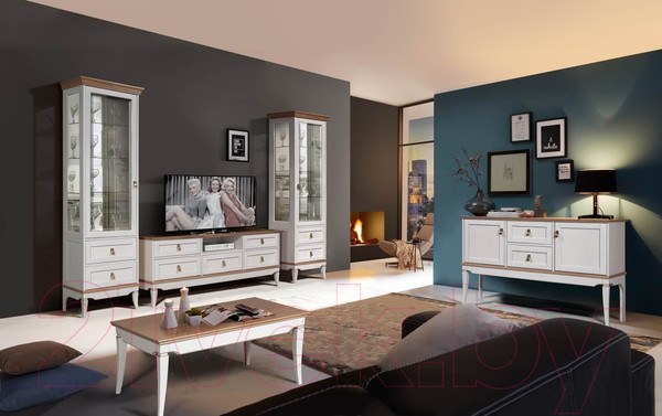 Изображение товара Шкаф с витриной Гомельдрев Тельма ГМ 6506-01 Дуб (бел/натуральный дуб)