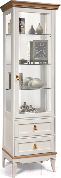 Изображение товара Шкаф с витриной Гомельдрев Тельма ГМ 6506 Дуб (белый/натуральный дуб)