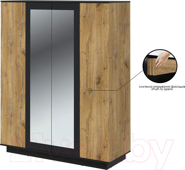 Изображение товара Шкаф Интерлиния Quartz QZ-ШК3 (дуб нокс/черный)