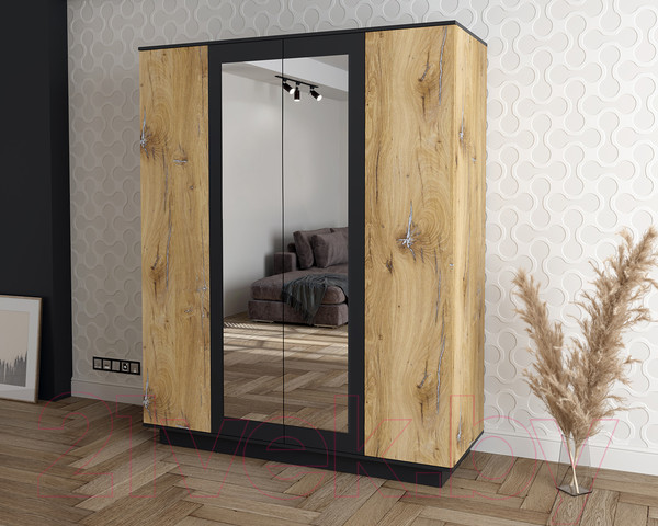 Изображение товара Шкаф Интерлиния Quartz QZ-ШК3 (дуб нокс/черный)