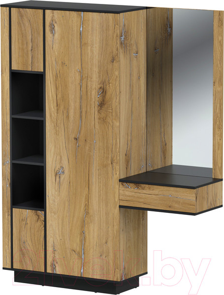 Изображение товара Секция в прихожую Интерлиния Quartz QZ-ШК4 комбинированный (дуб нокс/черный)