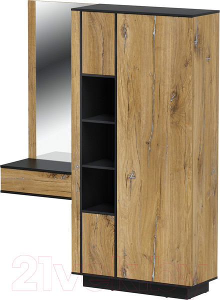 Изображение товара Секция в прихожую Интерлиния Quartz QZ-ШК4 комбинированный (дуб нокс/черный)