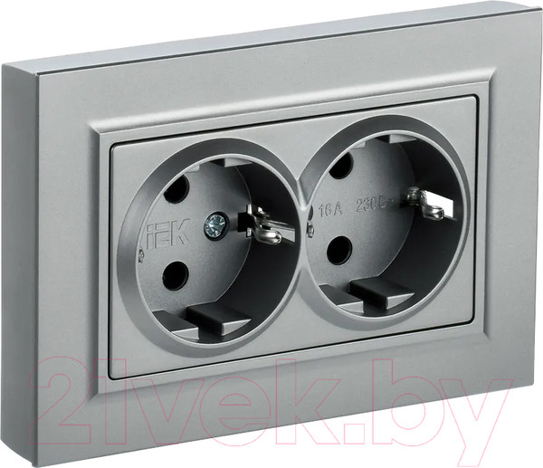 Изображение товара Розетка IEK Brite BR-R24-16-K47-F (алюминий)