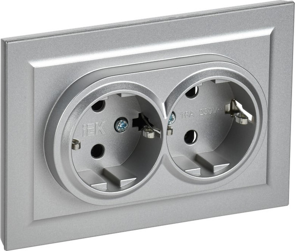 Изображение товара Розетка IEK Brite BR-R21-16-K47-F (алюминий)