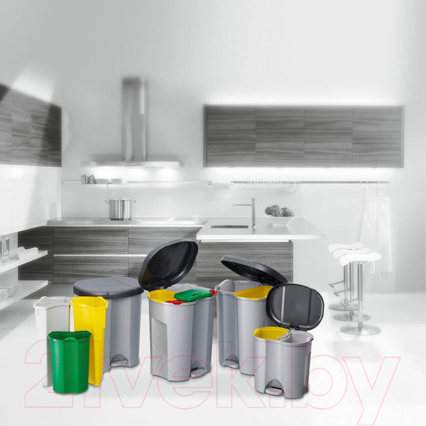 Изображение товара Система сортировки мусора Rotho Duo / 1760108080 (2x10л, серый)