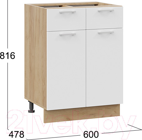 Изображение товара Шкаф-стол кухонный ТриЯ Габриэлла 1Н6Я1 (дуб крафт золотой/сноу)