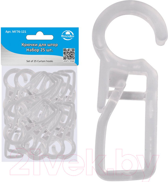 Изображение товара Набор крючков для колец карниза Мультидом МГ76-121 (25шт)