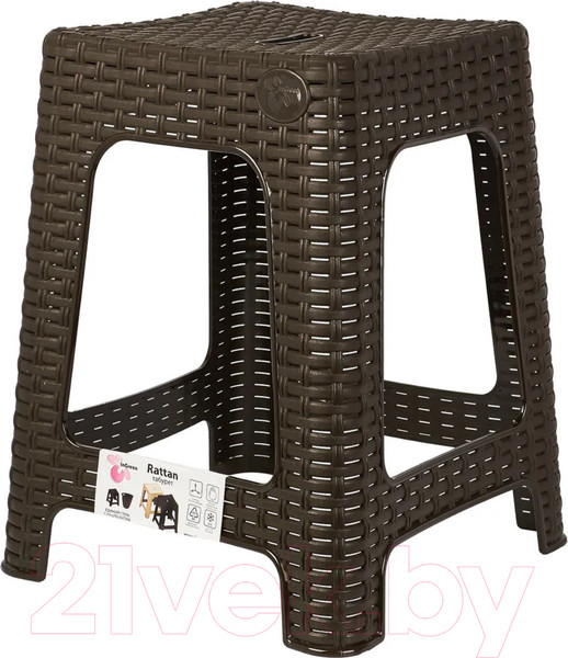 Изображение товара Табурет пластиковый Ingreen Rattan / ING6181ГШК (горький шоколад)