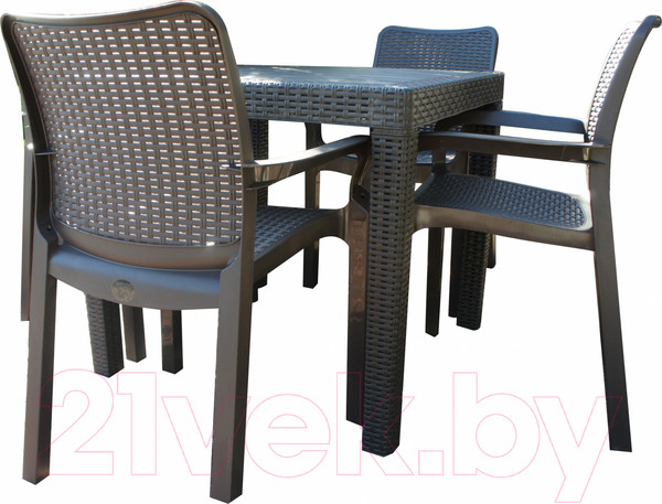 Изображение товара Стул пластиковый Ingreen Rattan / ING6182ГШК (горький шоколад)