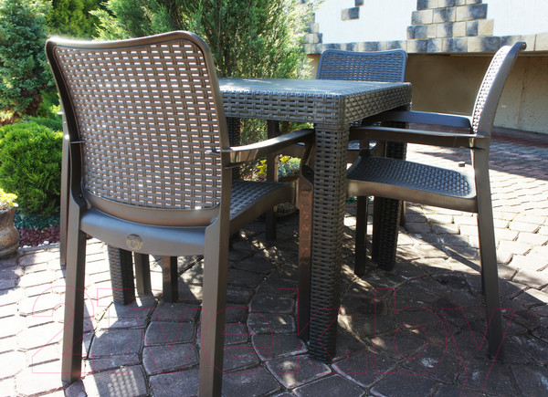 Изображение товара Стул пластиковый Ingreen Rattan / ING6182ГШК (горький шоколад)