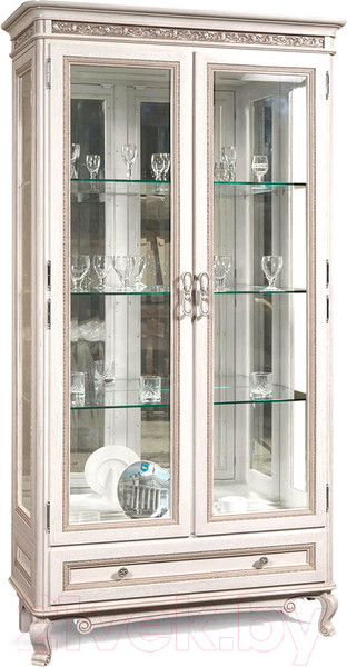Изображение товара Шкаф с витриной Гомельдрев Фальконе ГМ 5152С Дуб (белый/пепел)