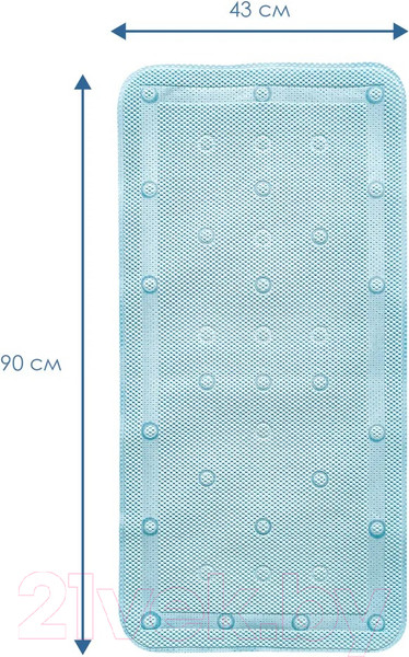 Изображение товара Коврик на присосках Вилина Массажный Лотос 6910 (43x90, голубой)