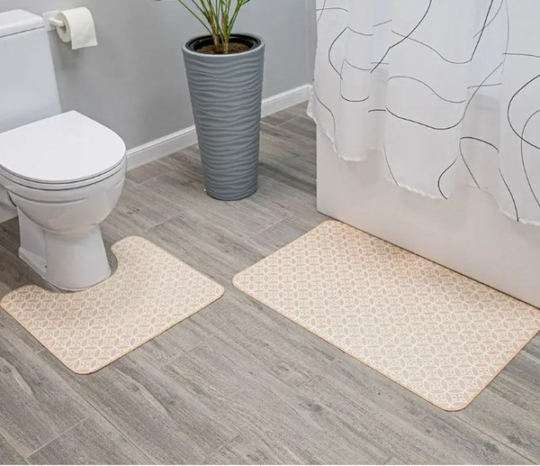 Изображение товара Коврик для ванной Вилина 7068 001 (50x85, противоскользящий, бежевый)