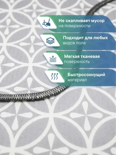 Изображение товара Коврик для ванной Вилина 7068 002 (50x85, противоскользящий, серый)