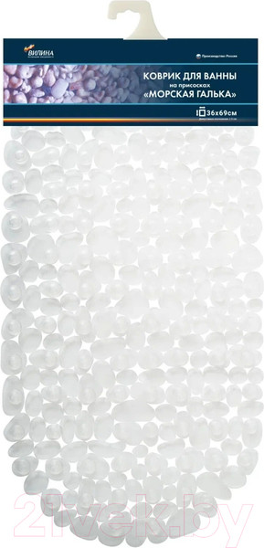 Изображение товара Коврик на присосках Вилина Морская галька 6805 (36x69, белый)
