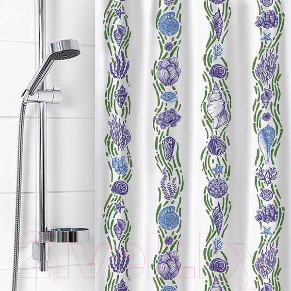 Изображение товара Шторка-занавеска для ванны Вилина Ракушки 6984 009 (180x180, полиэтилен, белый)