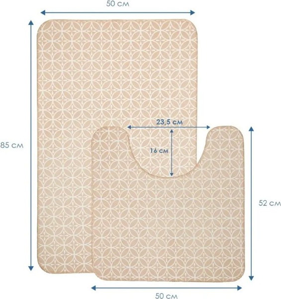 Изображение товара Набор ковриков для ванной и туалета Вилина 7060 002 (50x85, 50x52, противоскользящий, бежевый)