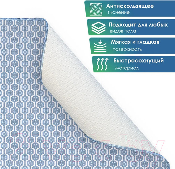 Изображение товара Набор ковриков для ванной и туалета Вилина 7060 001 (50x85, 50x52, противоскользящий, голубой)