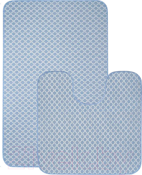 Изображение товара Набор ковриков для ванной и туалета Вилина 7060 001 (50x85, 50x52, противоскользящий, голубой)
