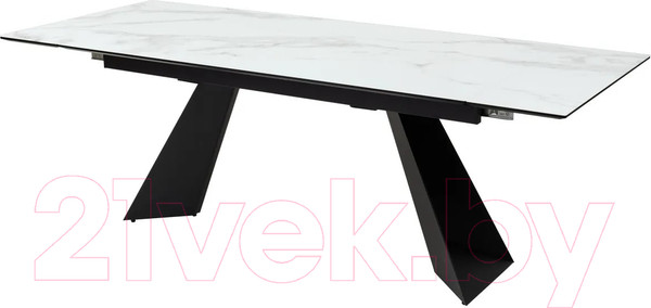Изображение товара Обеденный стол M-City Купер 160 / 480M04543 (белый мрамор/черная шагрень/черный)