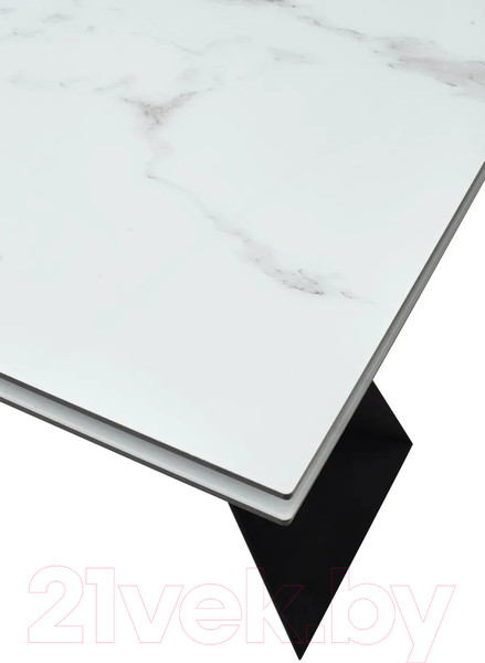 Изображение товара Обеденный стол M-City Купер 160 / 480M04543 (белый мрамор/черная шагрень/черный)