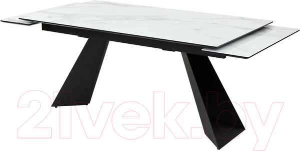 Изображение товара Обеденный стол M-City Купер 160 / 480M04543 (белый мрамор/черная шагрень/черный)
