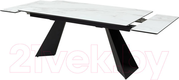 Изображение товара Обеденный стол M-City Купер 160 / 480M04543 (белый мрамор/черная шагрень/черный)
