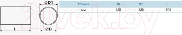 Изображение товара Воздуховод жесткий Семь ветров ПВХ Труба 125мм (1.5м)
