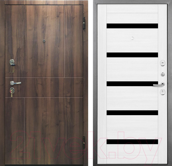 Изображение товара Входная дверь Промет Урбан 86x205 (правая, дуб пасадена/ясень белоснежный/черный муар ЦП)