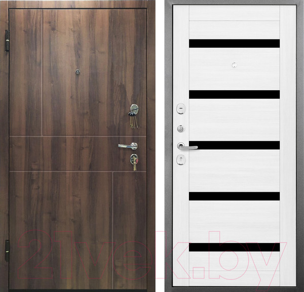 Изображение товара Входная дверь Промет Урбан 96x205 (левая, дуб пасадена/ясень белоснежный/черный муар ЦП)