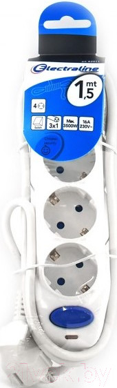 Изображение товара Удлинитель Electraline 62011 (1.5м, белый)
