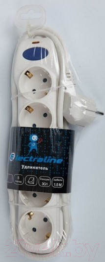 Изображение товара Удлинитель Electraline 62012 (1.5м, белый)
