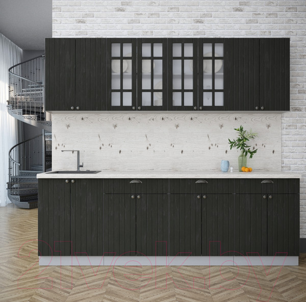 Изображение товара Кухонный гарнитур Интерлиния Берес 2.4А (дуб английский/бискайская сосна)